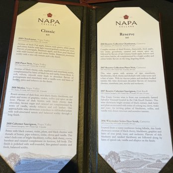 Napa Cellars - Tasting menu - Wineries Near Me - Oakville, California
