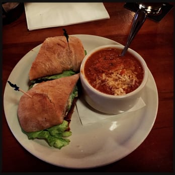 Jules Maes Saloon - Some amazing pulled pork equivalent sandwich with tomato basil soup that was ridiculously good!! - Comfort Food Near Me - Seattle, Washington