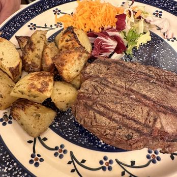 Trattoria Marione - Steak fillet with roasted potatoes- you need to tell them how you want it otherwise it is rare! - Tuscan Near Me - Florence, FI Trattoria Marione - Steak fillet with roasted potatoes- you need to tell them how you want it otherwise it is rare! - Tuscan Near Me - Florence, FI