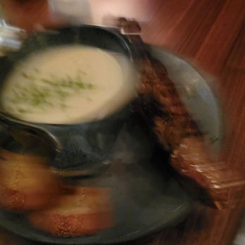 Postino Grant - Cup of soup and beef skewer - Wine Bars Near Me - Tucson, Arizona