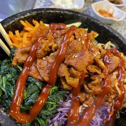 Star BBQ - Bulgogi Bibimbap! Sizzling-hot when it comes out, and there's a crispy layer of rice n the bottom.