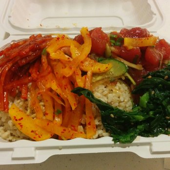 Poke & Box - The medium. It's a mountain of food! - Poke Near Me - Honolulu, Hawaii