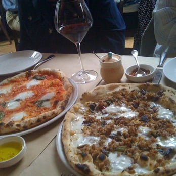 A16 - Margherita and sausage pizzas (and wine) - Italian Near Me - San Francisco, California