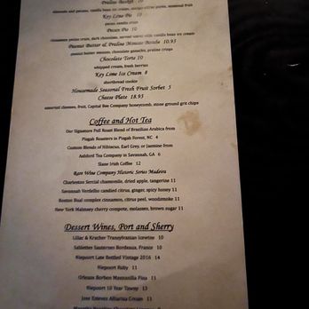Planters Tavern - Dessert menu - Bars Near Me - Savannah, Georgia