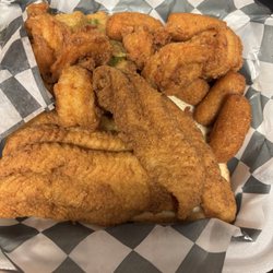 Fishin’ Fellas - Catfish with shrimp and okra and hush puppies