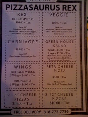 Menu photo 8 Pizzasaurus Rex Northridge, CA