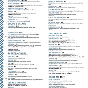 1900 Mexican Grill - Menu - Cocktail Bars Near Me - Charlotte, North Carolina