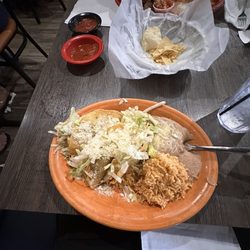 Tacos with rice and beans