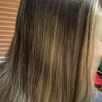The Artisan Parlor - Straight line separating the blonde to brown. I don't know why it wasn't blended. The day after getting it done. - Hair Salons Near Me - Temecula, California The Artisan Parlor - Straight line separating the blonde to brown. I don't know why it wasn't blended. The day after getting it done. - Hair Salons Near Me - Temecula, California