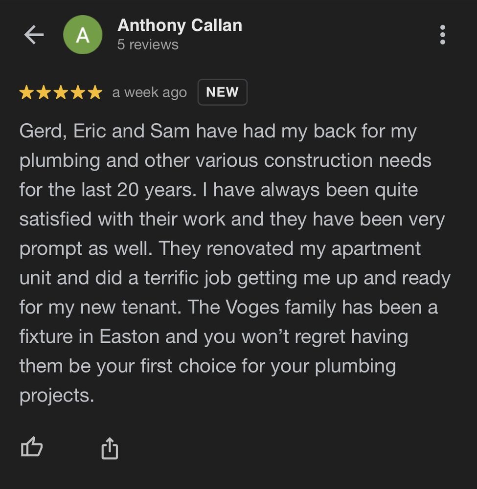 Slide of E Voges Plumbing & Heating