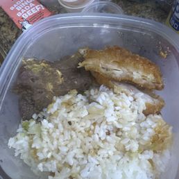 Chicken Katsu Keiki Meal and bbq beef. Chicken Katsu Keiki Meal and bbq beef.
