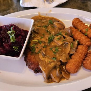 German Guys - Hunter schnitzel, beet salad and croquettes - German Near Me - Stockton, California German Guys - Hunter schnitzel, beet salad and croquettes - German Near Me - Stockton, California