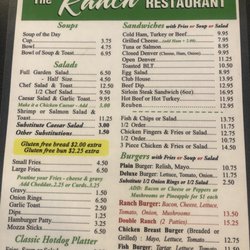The Ranch Restaurant - Menu
