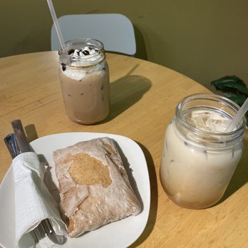 Cervantes Coffee - Iced vanilla latte, iced turtle latte, cinnamon sugar pop tart - Coffee & Tea Near Me - Springfield, Virginia