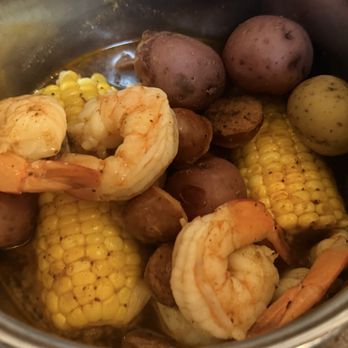 The Atlantic - Low Country Boil (shrimp, mini potatoes, sausage & corn) very salty. - Seafood Near Me - Virginia Beach, Virginia The Atlantic - Low Country Boil (shrimp, mini potatoes, sausage & corn) very salty. - Seafood Near Me - Virginia Beach, Virginia