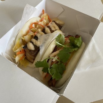 Le Bao - Left is pork belly (comes with coleslaw) and right is bánh mì. - Asian Fusion Near Me - Columbia, Missouri