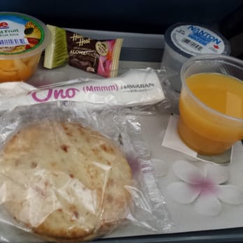 Hawaiian Airlines - Complimentary meal during flight: cheese & mushroom omelet sandwich - Airlines Near Me - Oakland, California