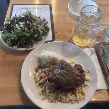 Berliner Beerhall - Schweinshaxe with spätzle, sauerkraut and a "side" salad - German Near Me - Tacoma, Washington