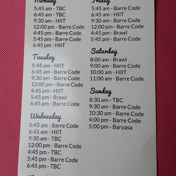 The Barre Code Milwaukee - Third Ward - Schedule as of 4/2016 - Barre Classes Near Me - Milwaukee, Wisconsin