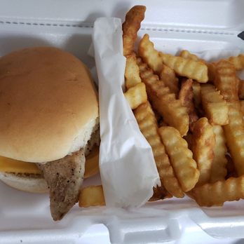 Street Eats - a hamburger and french fries in a styrofoam container - Food Trucks Near Me