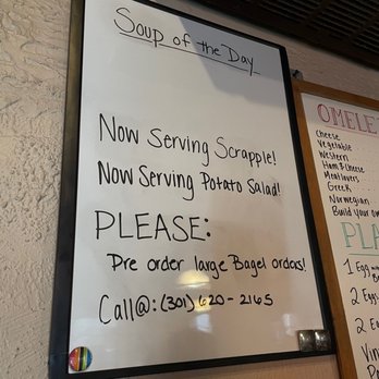 Beans & Bagels - Helpful sign for pre-ordering large bagel orders - Coffee & Tea Near Me - Frederick, Maryland