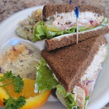 The Upper Crust Sandwich Shoppe - Chicken salad with homemade potato salad and pasta salad. - Delis Near Me - Riverside, California The Upper Crust Sandwich Shoppe - Chicken salad with homemade potato salad and pasta salad. - Delis Near Me - Riverside, California