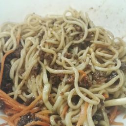 noodles with soybean paste and pork. great! noodles with soybean paste and pork. great!