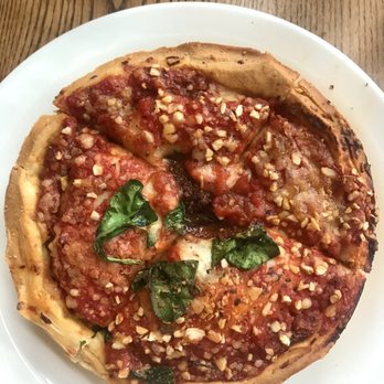 Giordano's - Personal size pizza I built w/ spinach, roasted garlic, pepperoni, and sausage - Pizza Near Me - Chicago, Illinois Giordano's - Personal size pizza I built w/ spinach, roasted garlic, pepperoni, and sausage - Pizza Near Me - Chicago, Illinois