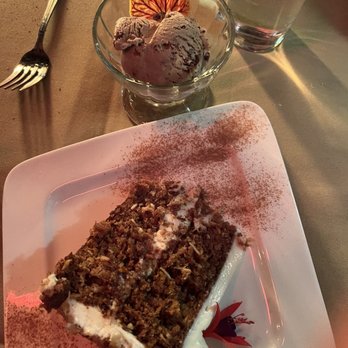 Robins Restaurant - Luscious Carrot Cake with salted caramel ice cream - New American Near Me - Cambria, California Robins Restaurant - Luscious Carrot Cake with salted caramel ice cream - New American Near Me - Cambria, California