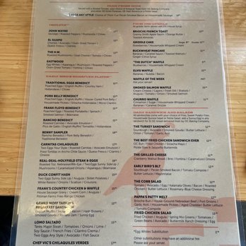 Early Bird - Front of the menu - New American Near Me - Fullerton, California
