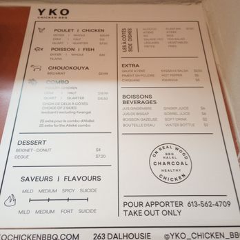 YKO Chicken BBQ - Takeout menu - Chicken Shop Near Me - Ottawa, Ontario