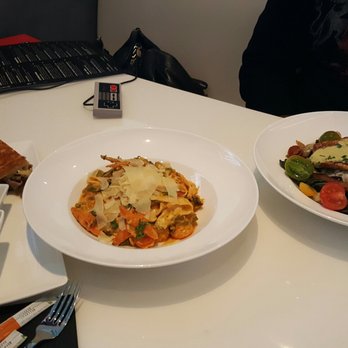 Nerdvana - Left to right...Stake Melt, Pan Seared striped Bass, Pappardelle Pasta. All FANTASTIC!!! - New American Near Me - Frisco, Texas