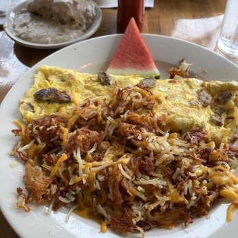 Mamas Kitchen - Hangover Special (though I got mine with cheddar cheese, instead of American) - Breakfast & Brunch Near Me - Tampa, Florida