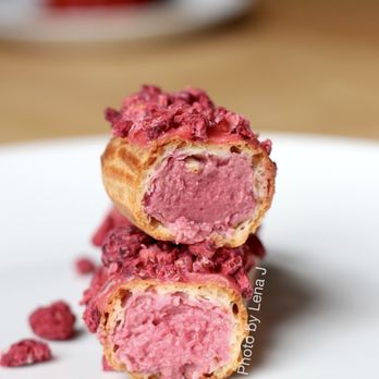 Lilla Vanilla - Raspberry eclair ($5) - filing is not too sweet, strong raspberry flavor. - Patisserie/Cake Shop Near Me - Hamilton Township, New Jersey Lilla Vanilla - Raspberry eclair ($5) - filing is not too sweet, strong raspberry flavor. - Patisserie/Cake Shop Near Me - Hamilton Township, New Jersey
