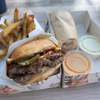 Mario's Butcher Shop - Smash burger (double) with fries - Sandwiches Near Me - Newport Beach, California Mario's Butcher Shop - Smash burger (double) with fries - Sandwiches Near Me - Newport Beach, California
