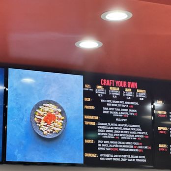 Pokitomik - the menu and prices on the wall - Poke Near Me - Los Angeles, California