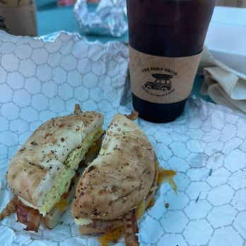 The Daily Grind - Bacon egg and cheese bagel. - Coffee & Tea Near Me - Surf City, North Carolina