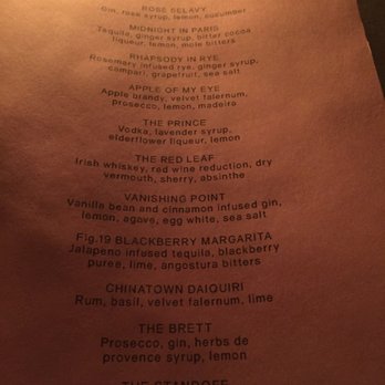 Fig. 19 - The menu - Lounges Near Me - New York, New York