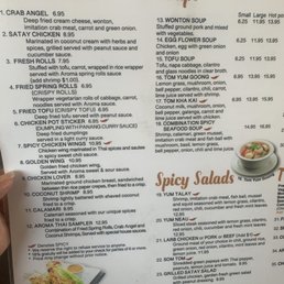 Left side of menu: Starters/appetizers, Soups, and Salad