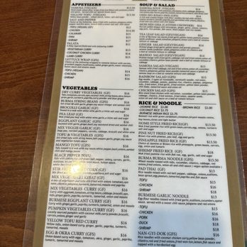 Burma Burma - Menu 6-28-25 - Burmese Near Me - Dublin, California