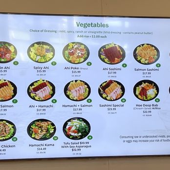 Ahi & Vegetable - Kapalama - Menu with vegetables instead of rice - Japanese Near Me - Honolulu, Hawaii