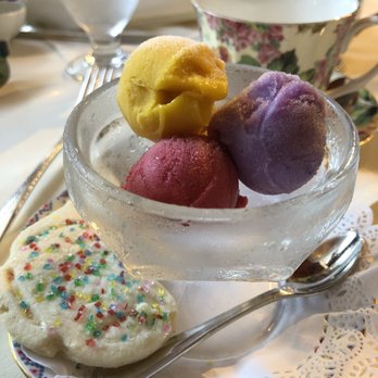 Queen Mary Tea Room - Afternoon Tea $42/person: fruit sorbet trio and Queen Mum's shortbread - Desserts Near Me - Seattle, Washington Queen Mary Tea Room - Afternoon Tea $42/person: fruit sorbet trio and Queen Mum's shortbread - Desserts Near Me - Seattle, Washington