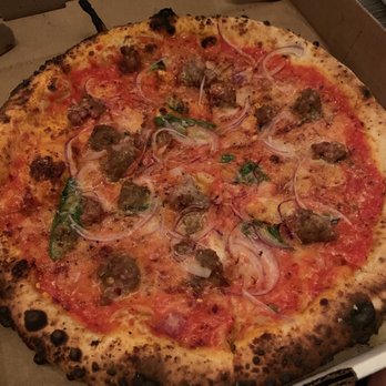 Roberta's - Millennium Falco (sausage, onions, mushrooms, basil, mozzarella, tomato sauce) - yum! - Pizza Near Me - Brooklyn, New York Roberta's - Millennium Falco (sausage, onions, mushrooms, basil, mozzarella, tomato sauce) - yum! - Pizza Near Me - Brooklyn, New York