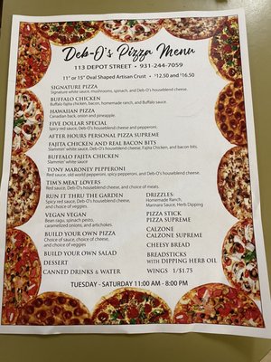 Menu photo 2 Deb-O's Pizza Lawrenceburg, TN