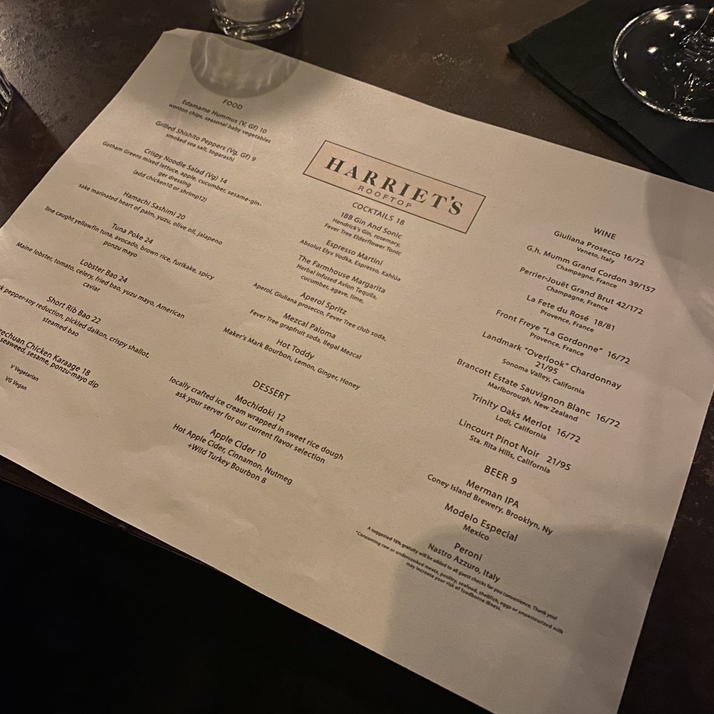 Harriet's Rooftop - Menu - Lounges Near Me - Brooklyn, New York Harriet's Rooftop - Menu - Lounges Near Me - Brooklyn, New York
