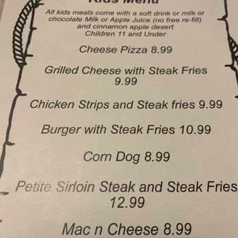 The Tenderloin Restaurant - KIDS MENU - Steakhouses Near Me - La Verne, California