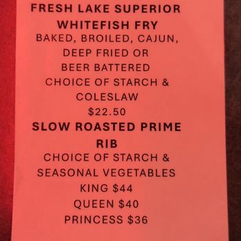 Deep Water Grille - Friday Night Menu 8/2026 - Seafood Near Me - Ashland, Wisconsin