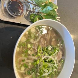 Custom pho with meatball, flank, and sirloin.