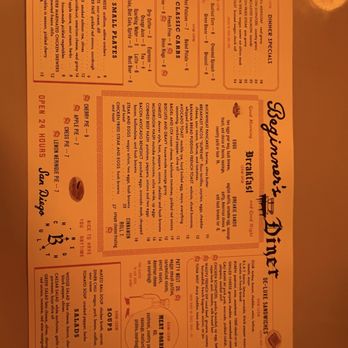 Beginner's Diner - menu - Diners Near Me - San Diego, California