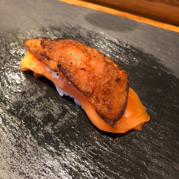 Sushi Lin Brooklyn - King salmon with charred tomato - Sushi Bars Near Me - Brooklyn, New York Sushi Lin Brooklyn - King salmon with charred tomato - Sushi Bars Near Me - Brooklyn, New York